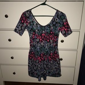 Graphic Floral Print Dress with Pockets